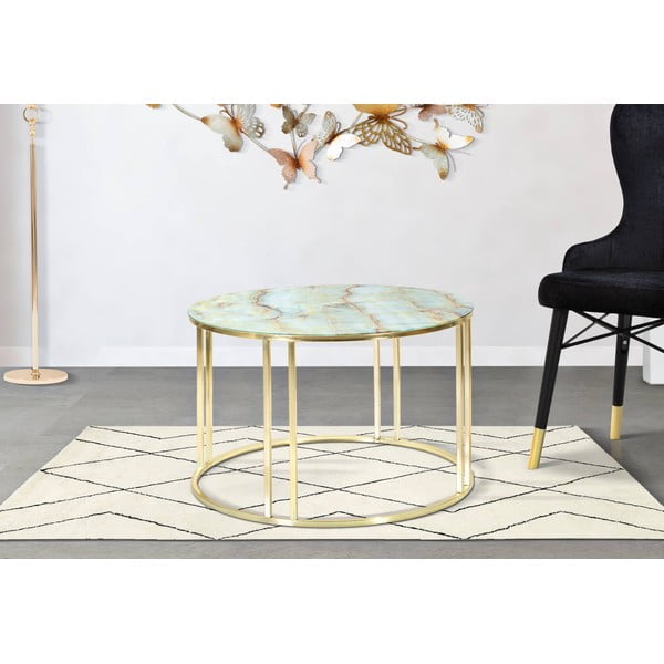 Măsuță de cafea Mauro Ferretti Sepa,, ø 75 cm, alb-auriu-image-1