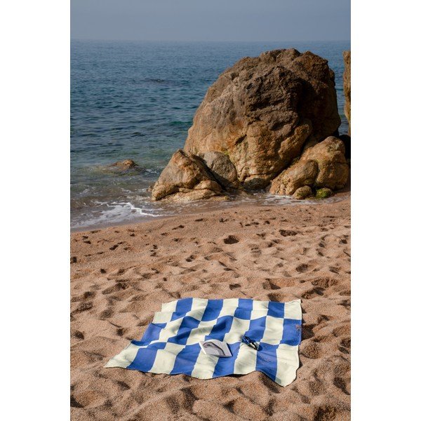 Prosop de plajă galben deschis/albastru din bumbac 100x160 cm Su – noo.ma-image-1