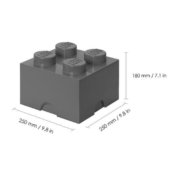 Cutie depozitare LEGO® Square, gri închis-image-2
