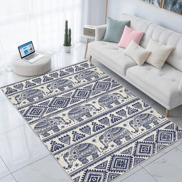 Covor tip traversă albastru lavabil 80x200 cm Elephant – Mila Home-image-3