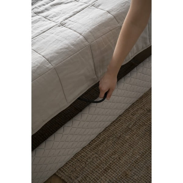 Pat bej de o persoană tapițat cu spațiu de depozitare și somieră 90x200 cm Sleepy Luna – Miuform-image-1