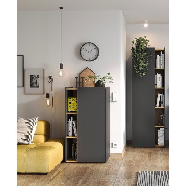 Bibliotecă gri închis cu aspect de stejar 62x115 cm Austin - Germania-image-4