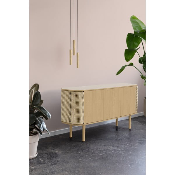 Comodă în culoare naturală joasă cu aspect de lemn de stejar 150x75 cm Treasures – UMAGE-image-1