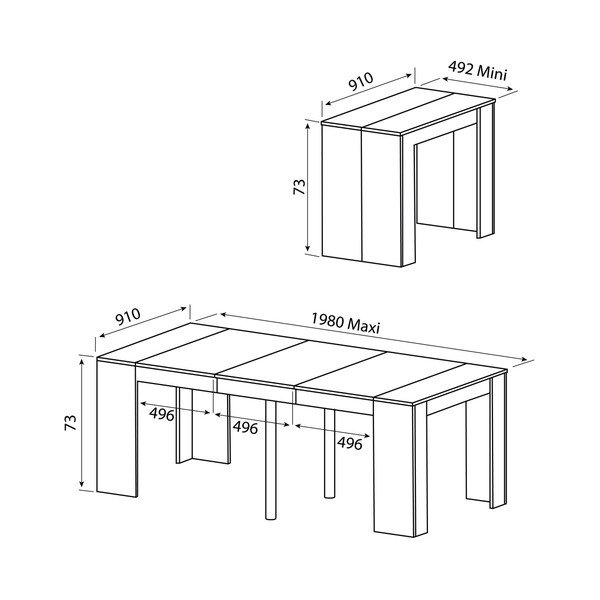 Masă extensibilă TemaHome Elastic, gri-image-1