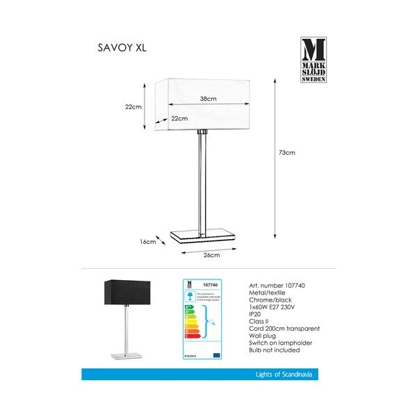 Veioză Markslöjd Savoy XL Table Black, negru-image-1