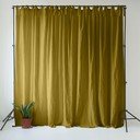 Draperie galben ocru-verde din in 140x170 cm Moss Green – Linen Tales