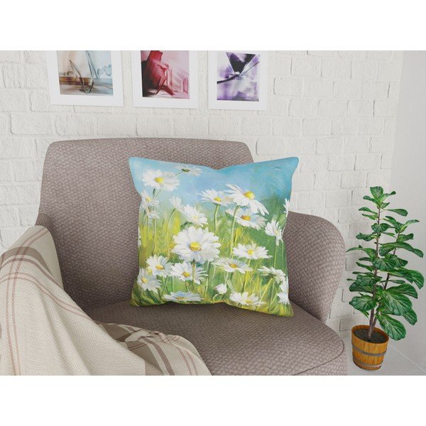 Față de pernă cu amestec din bumbac Vitaus Summer Field, 43 x 43 cm-image-1