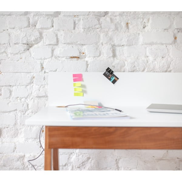 Birou cu bază din lemn de frasin Ragaba Luka Oak, lungime 110 cm, gri-image-3