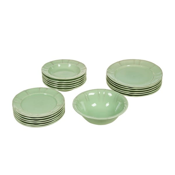 Set veselă din ceramică Santiago Pons Ribbing, 19 piese, verde