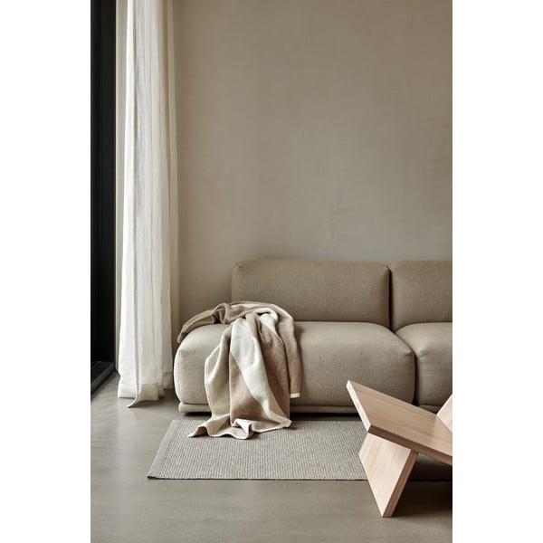 Pătură bej/crem din amestesc de lână 140x180 cm Bob Mud Vanilla – Pappelina-image-1