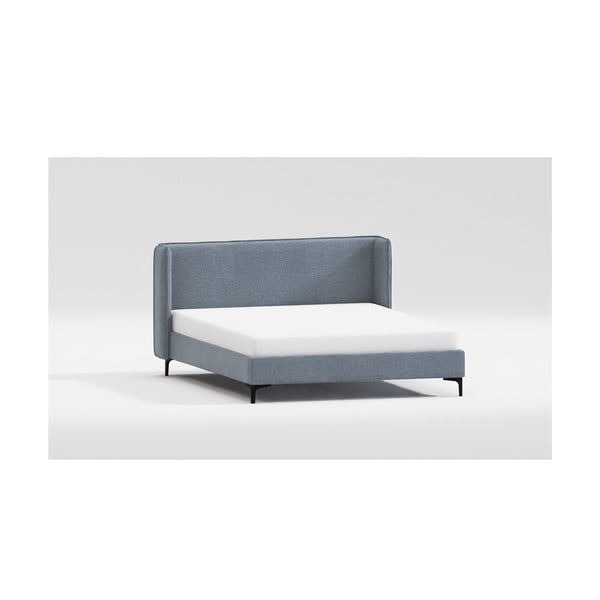 Pat matrimonial albastru tapițat cu somieră 160x200 cm Basti – Ropez-image-3