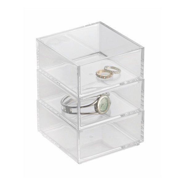 Set 3 cutii depozitare InterDesign Clarity Stacker-image-1