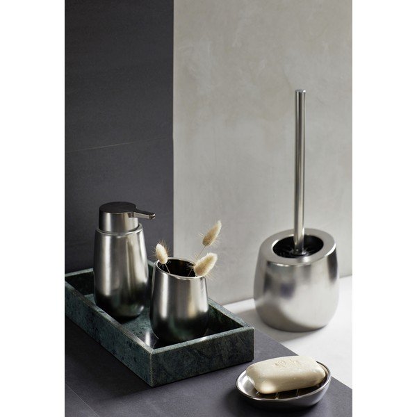 Perie de WC argintiu-mat din ceramică Badi – Wenko-image-2