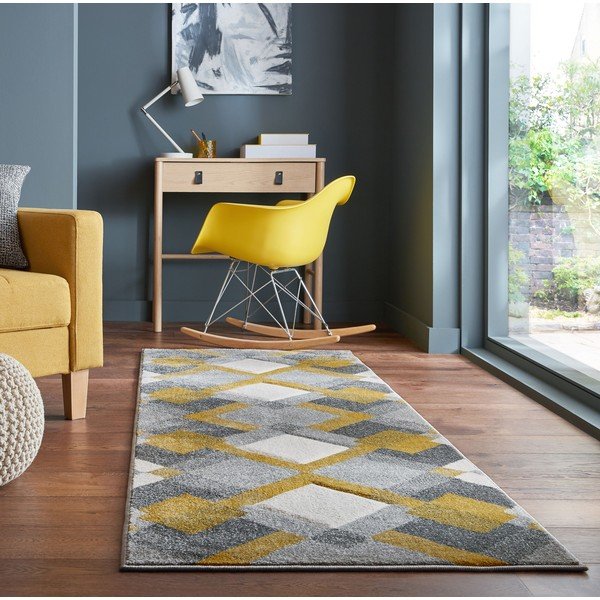 Covor tip traversă galben/gri 80x230 cm Nimbus – Flair Rugs-image-1
