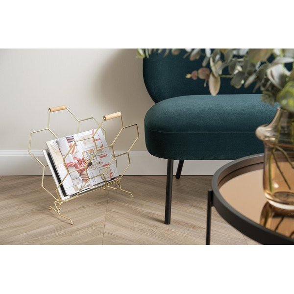 Suport din metal pentru reviste PT LIVING Honeycomb, auriu-image-1