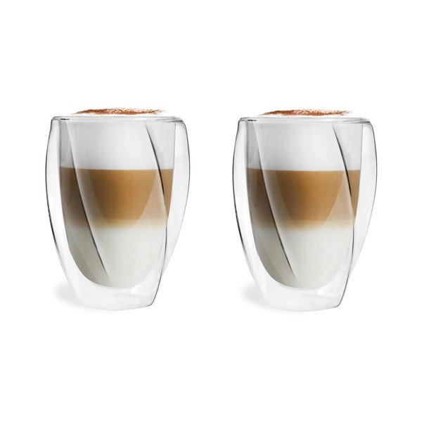 Set 2 pahare cu perete dublu Vialli Design Latte, 300 ml
