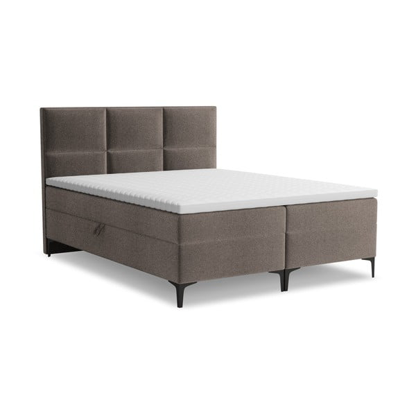 Pat boxspring maro cu spațiu de depozitare 160x200 cm Pakalana – Makamii