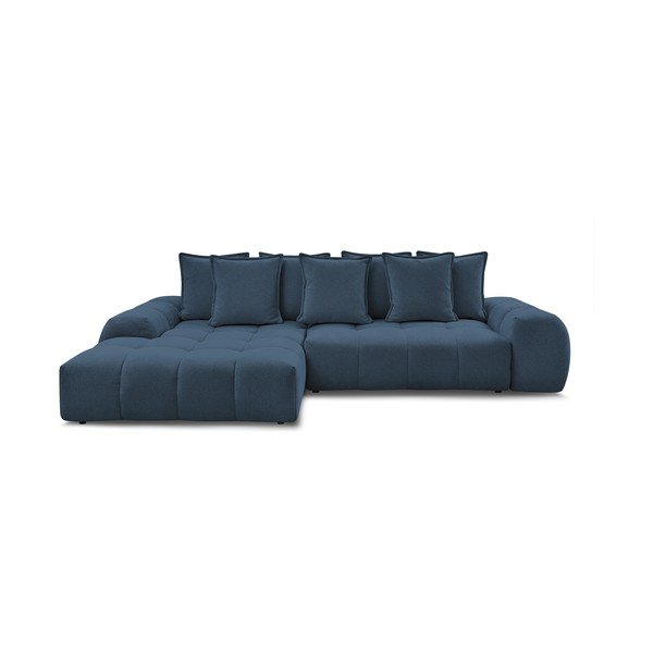 Colțar albastru închis extensibil/cu spațiu de depozitare cu tapițerie din chenille (cu colț pe partea stângă/cu șezlong) Everest – Bobochic Paris