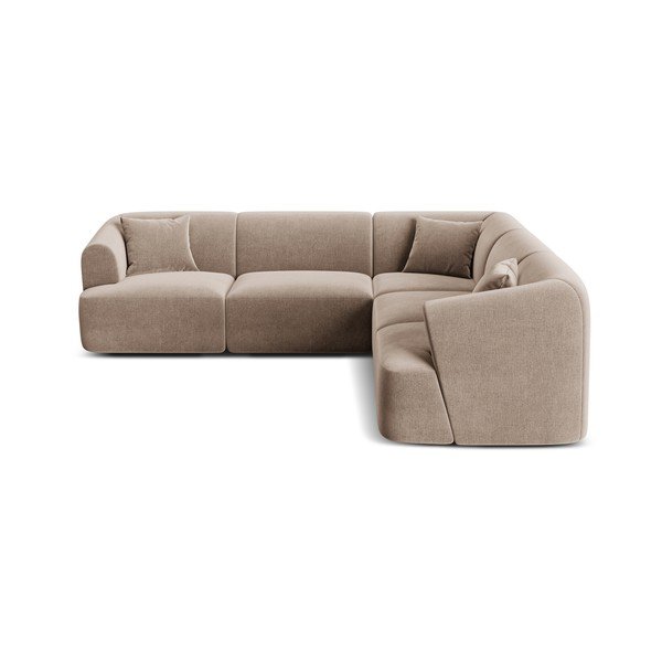 Colțar maro deschis cu tapițerie din catifea Campi – Cosmopolitan Design