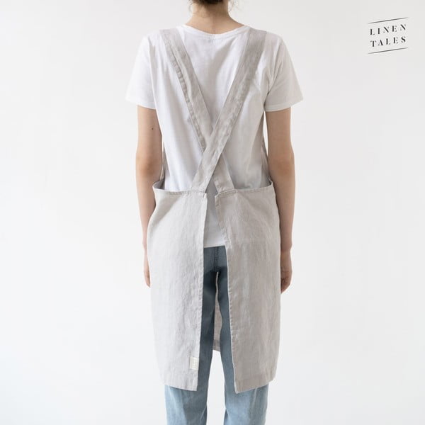 Șorț din in Linen Tales Crossback, lungime 80 cm, gri argintiu-image-1