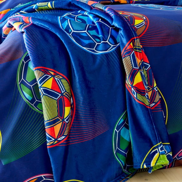 Pătură pentru copii albastră din micropluș/cocolino 130x170 cm Bright Football – Catherine Lansfield