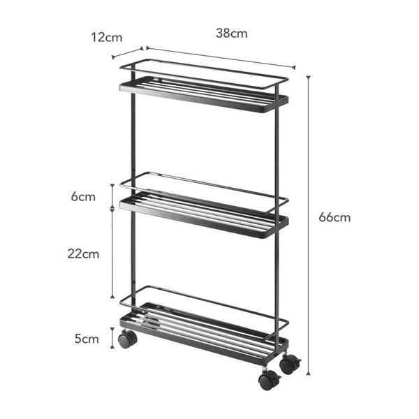 Etajeră pe roți neagră din metal 38x66 cm Tower – YAMAZAKI-image-2