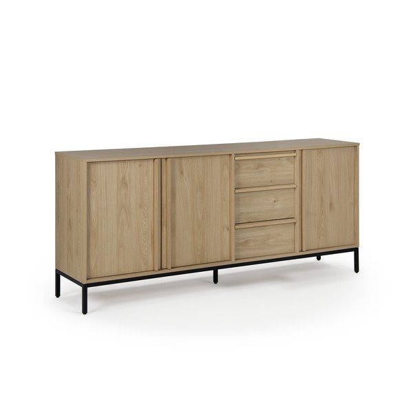 Comodă în culoare naturală cu aspect de lemn de stejar 180x80x40 cm Luc – Marckeric-image-4