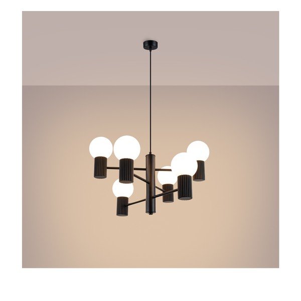 Lustră neagră cu abajur din sticlă Orbital – Sollux-image-4