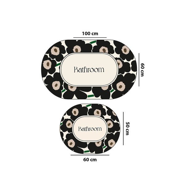 Covorașe de baie negre/bej 2 buc. 60x100 cm Oweld – Foutastic-image-2