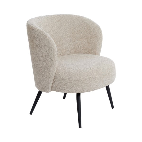 Fotoliu crem cu tapițerie din stofă bouclé Dieyda – Light & Living