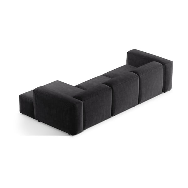 Colțar gri închis cu tapițerie din catifea reiată  (cu colț pe partea dreaptă/cu șezlong) Bergamo – Cosmopolitan Design-image-4