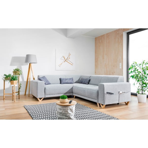 Colțar gri deschis extensibil/cu spațiu de depozitare (cu colț pe partea stângă/în formă de ”L”) Classy Sophie – Miuform-image-3