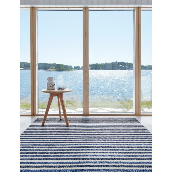 Covor tip traversă pentru interior și exterior albastru/crem 70x240 cm Teo Denim – Pappelina-image-1