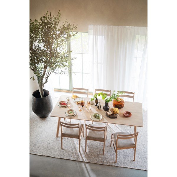 Scaun de dining crem/în culoare naturală deschisă din lemn de stejar Kerwin – Rowico-image-1