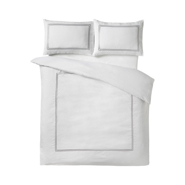 Lenjerie de pat albă din satin pentru pat de o persoană 135x200 cm So Soft Mono Satin Stitch – Catherine Lansfield