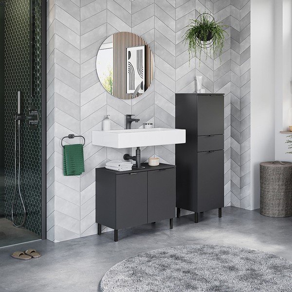 Dulap de baie gri antracit înalt 34x120 cm Arcena – Germania-image-1