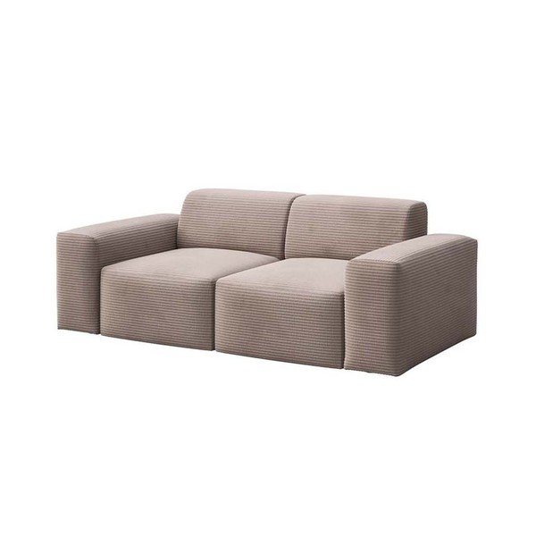Canapea bej cu tapițerie din catifea reiată  205 cm Villet – Rodier-image-2