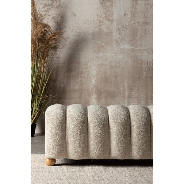 Bancă albă capitonată cu tapițerie din țesătură bouclé Zora – Bizzotto-image-3