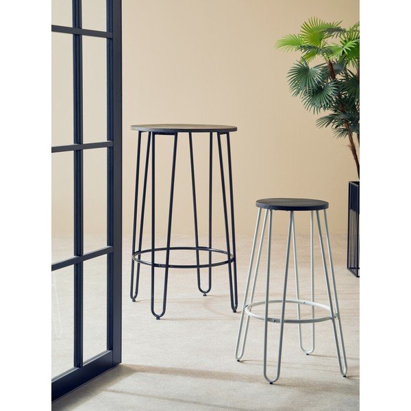 Scaun de bar alb/în culoare naturală din lemn de ulm (înălțime șezut 75 cm) District – Premier Housewares-image-3