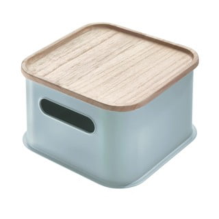 Cutie depozitare cu capac din lemn paulownia iDesign Eco Handled, 21,3 x 21,3 cm, gri