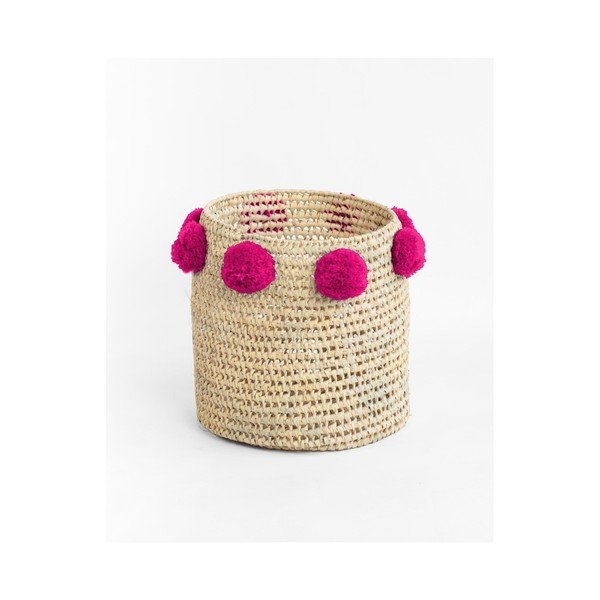 Set 2 coșuri cu pompoane fucsia Madre Selva Milo Basket-image-3