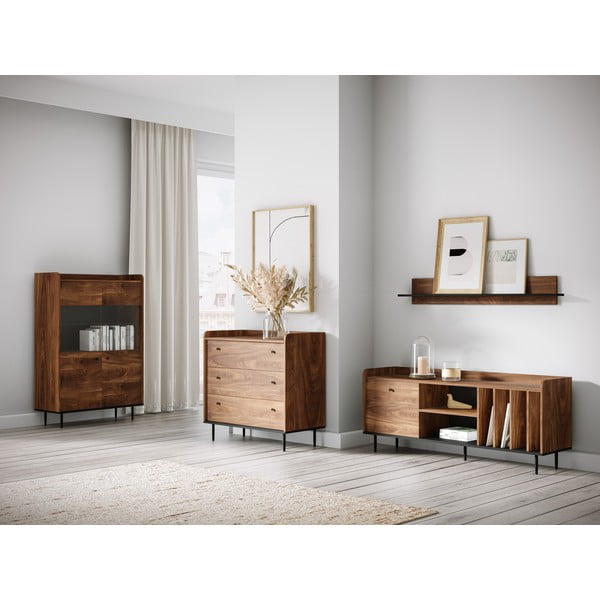 Comodă joasă în decor de nuc 90x90 cm Ely - Cosmopolitan Design-image-1