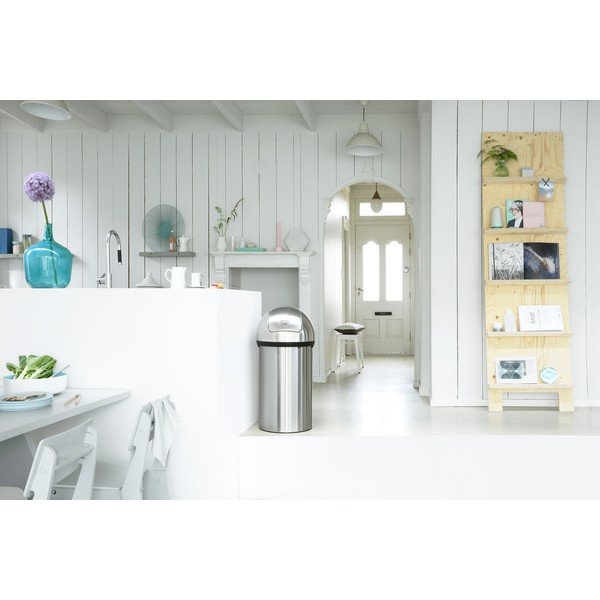 Coș de gunoi argintiu mat din oțel 60 l Push Bin – Brabantia-image-1