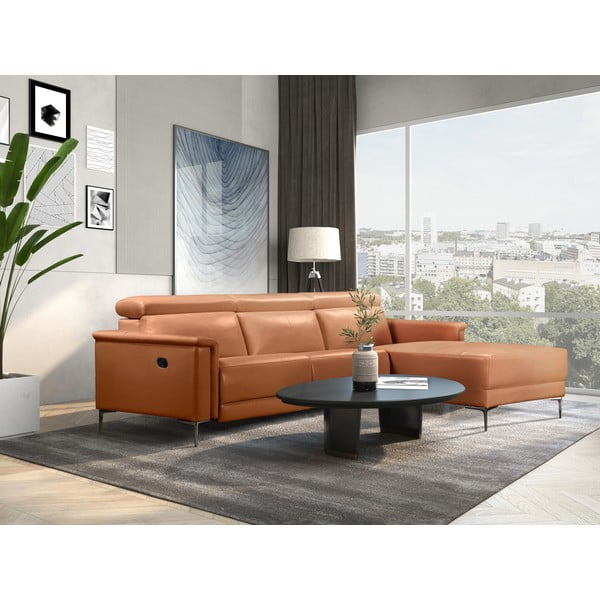 Colțar maro cu tapițerie din imitație de piele (cu colț pe partea dreaptă) Lund – Støraa-image-4