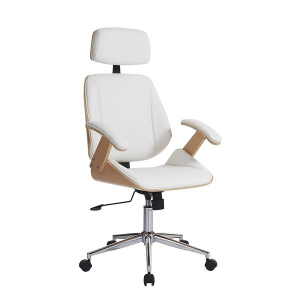 Scaun de birou alb din imitație de piele Visby – Tomasucci