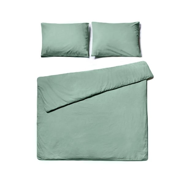 Lenjerie pentru pat dublu din bumbac stonewashed Bonami Selection, 160 x 200 cm, verde mentă