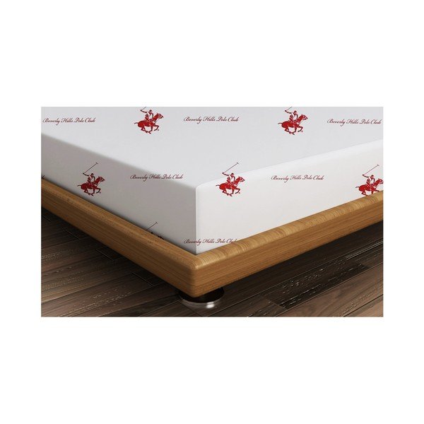 Cearșaf fără elastic Beverly Hills Polo Club Clancy, 240 x 260 cm, detalii roșii-image-1