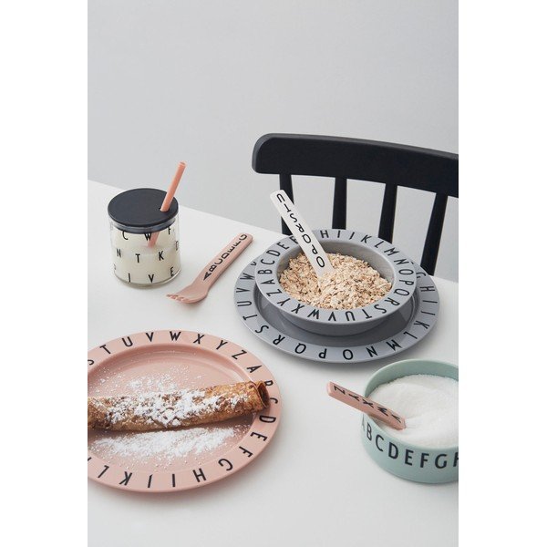 Farfurie adâncă pentru copii Design Letters Eat & Learn, ø 15,5 cm, gri-image-1