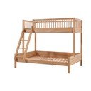 Pat pentru copii  în culoare naturală supraetajat din lemn de stejar cu somieră 140x200/90x200 cm Forrest – Vipack