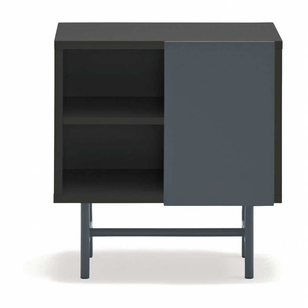 Noptieră neagră/gri antracit cu rafturi cu aspect mat Nube – Teulat